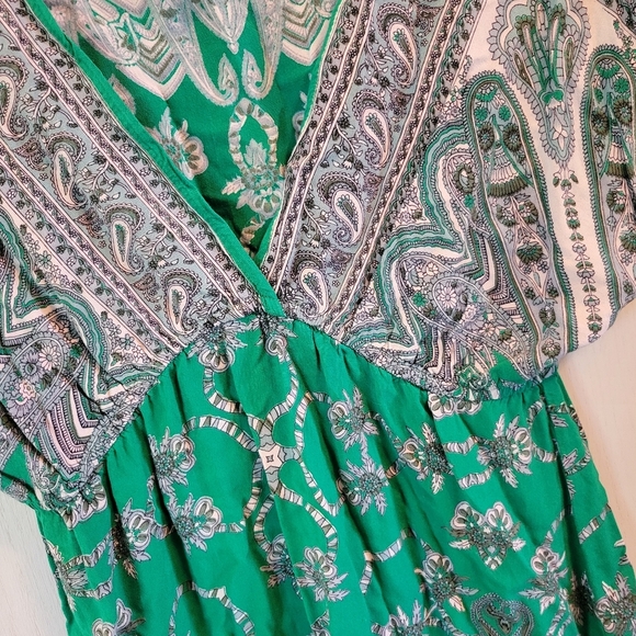 Angie Paisley Green White Mini Dress - Picture 3 of 5